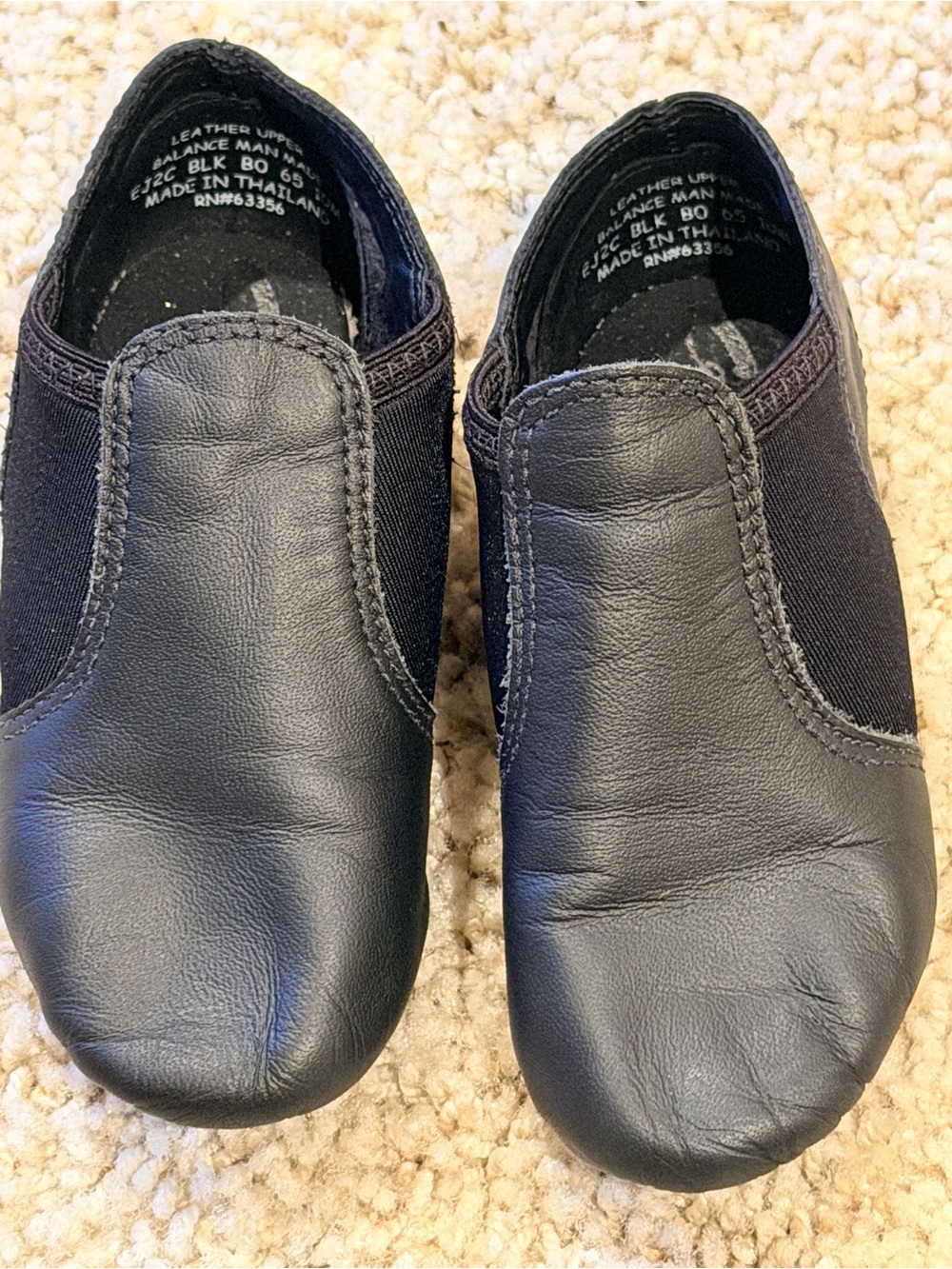 🖤 Step Up Your Shuffle! Black Leather Capezio Jazz Shoes Child Size 10 M